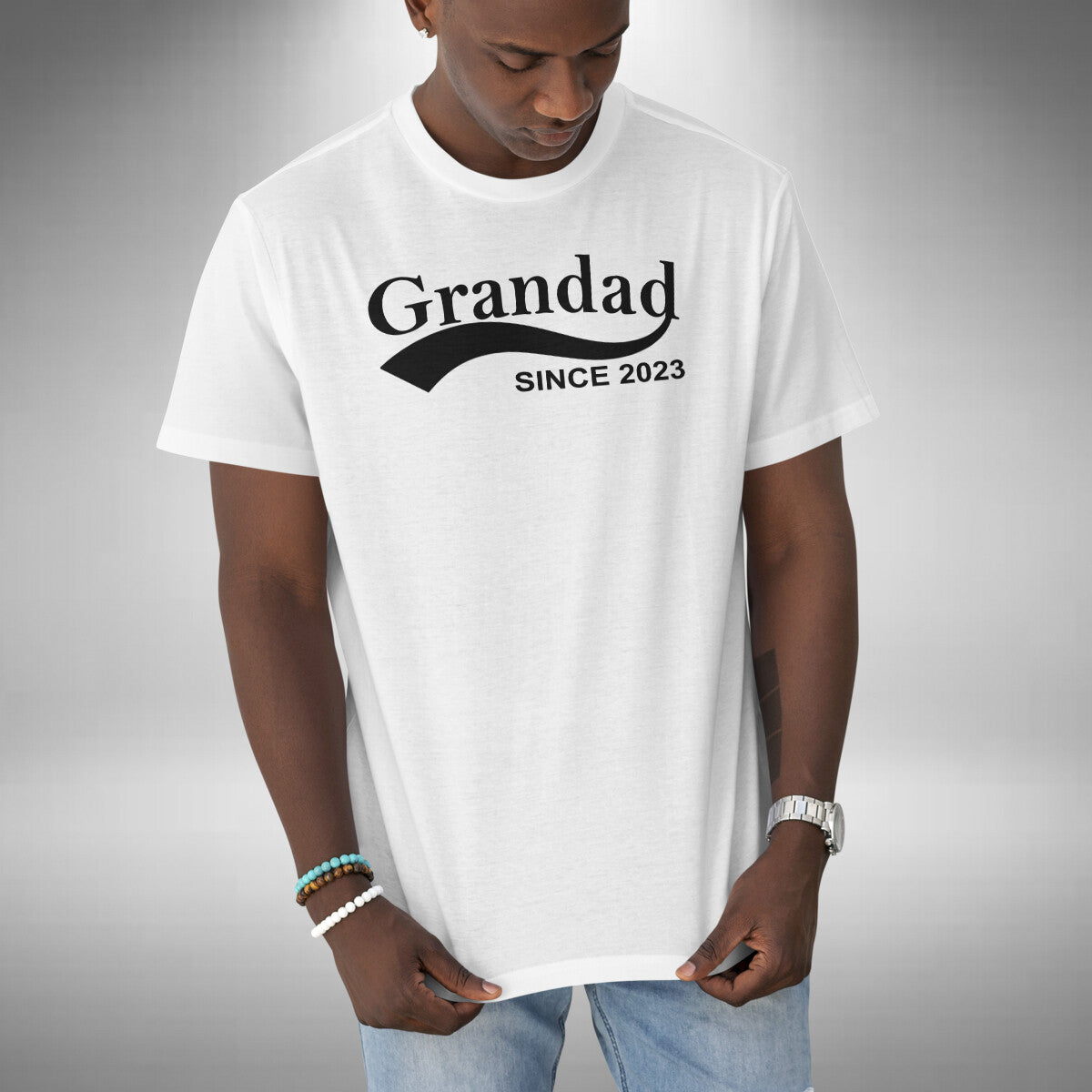 Grandad Since 2023 Mens T-Shirt Funny New Baby Christmas Birthday Father's Dad