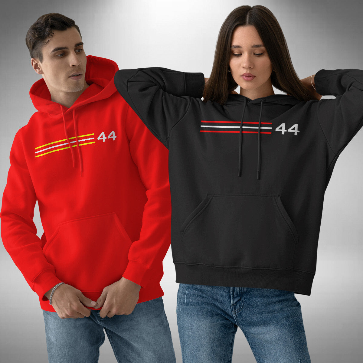 Lewis Hamilton Inspired Adult Hoodie Number 44 Formula 1 Lines