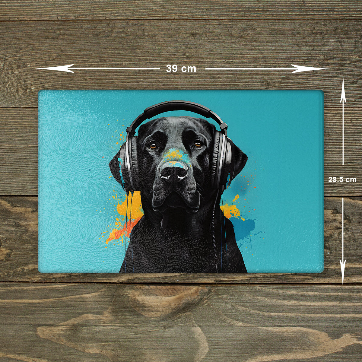 Black Labrador Chopping Board Glass - Cutting Board Worktop Saver Large A3 Size