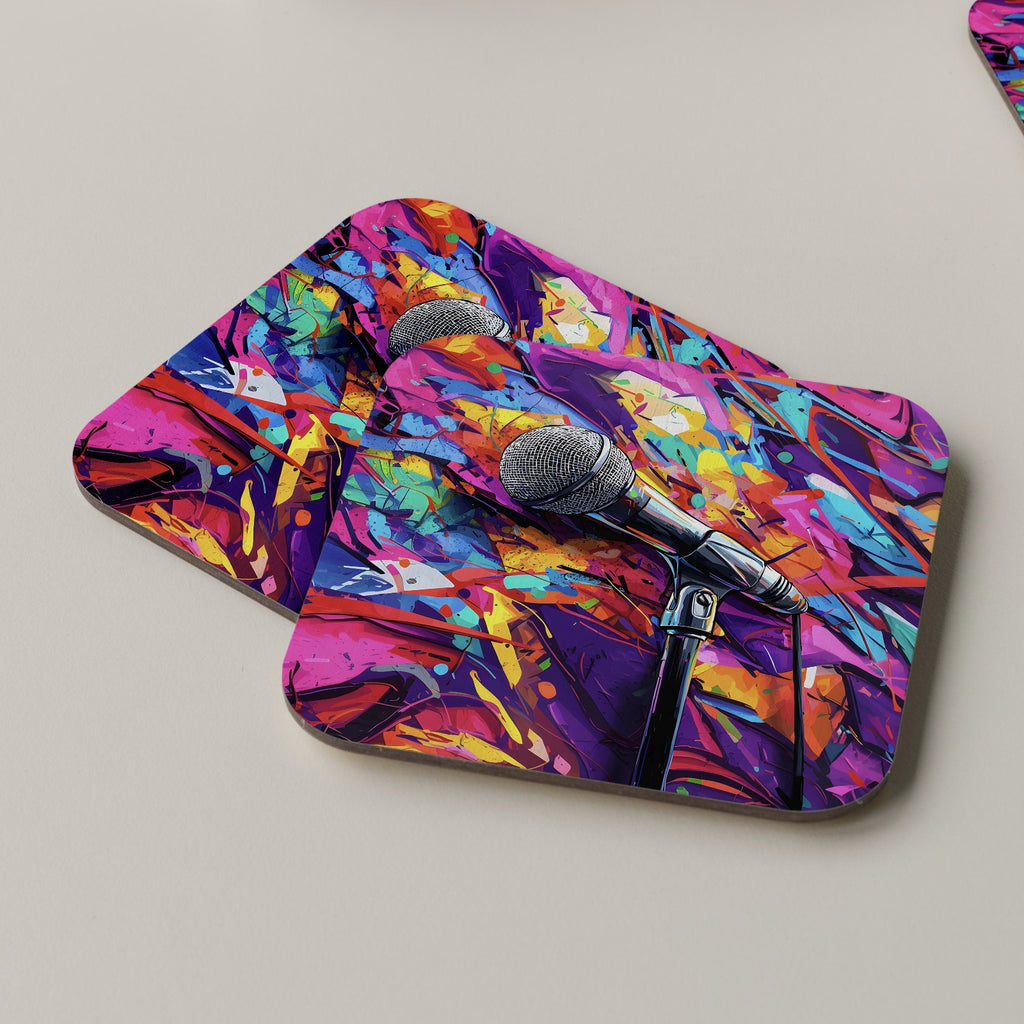 Microphone Coaster Drinks Tea Coffee Music Headphones DJ Music Funny