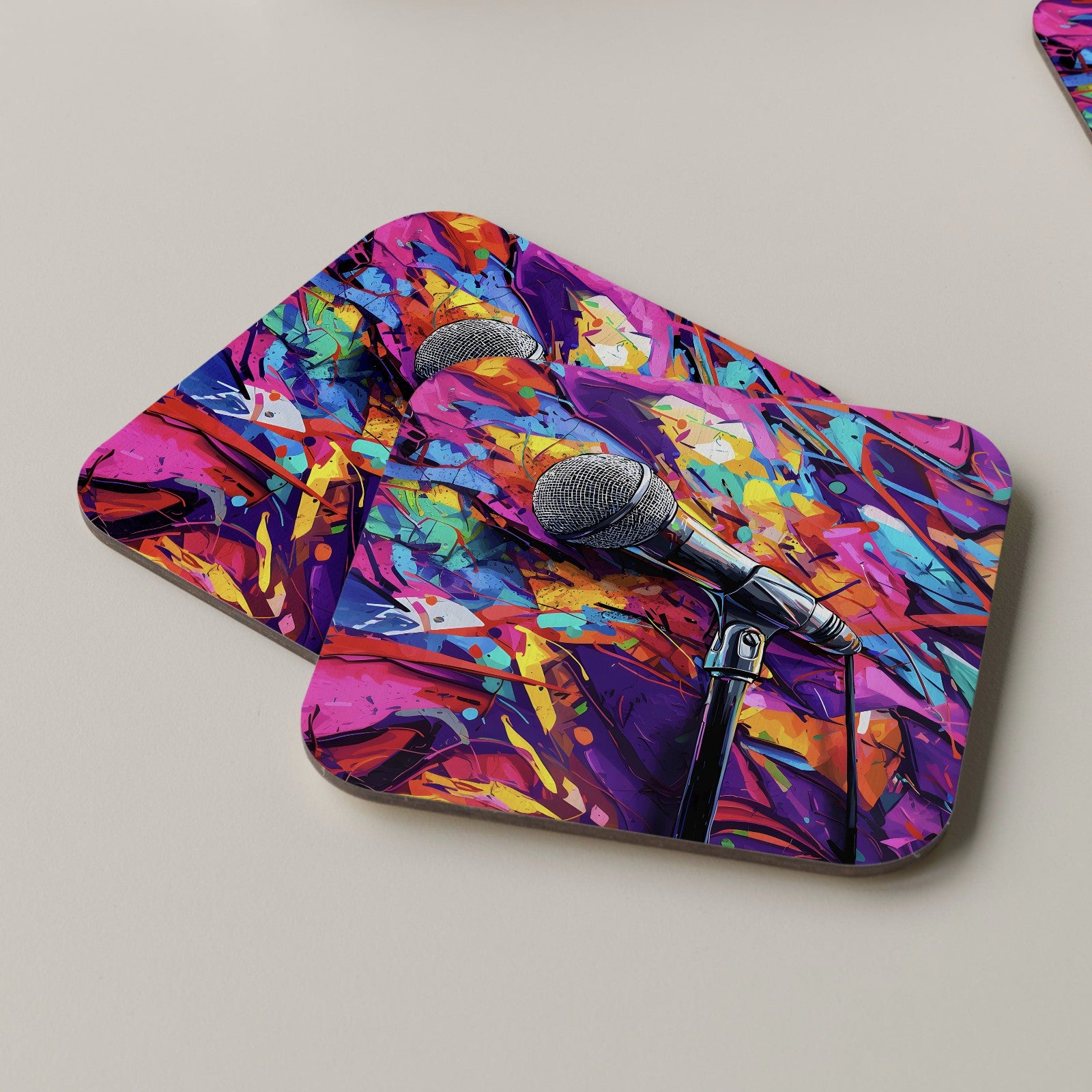 Microphone Coaster Drinks Tea Coffee Music Headphones DJ Music Funny