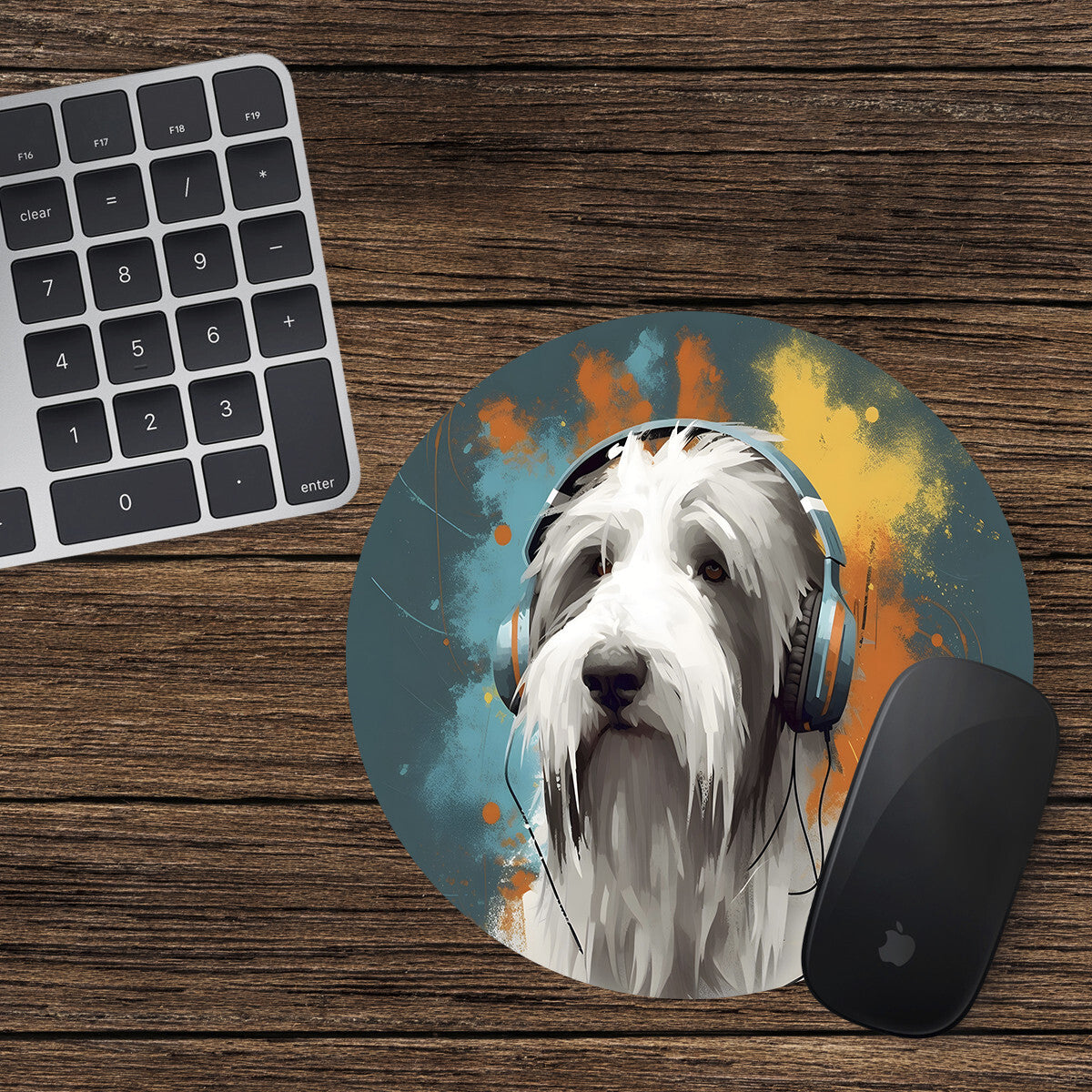 Bearded Collie Round Mouse Mat Pad Funny Computer PC Laptop Gift Gaming