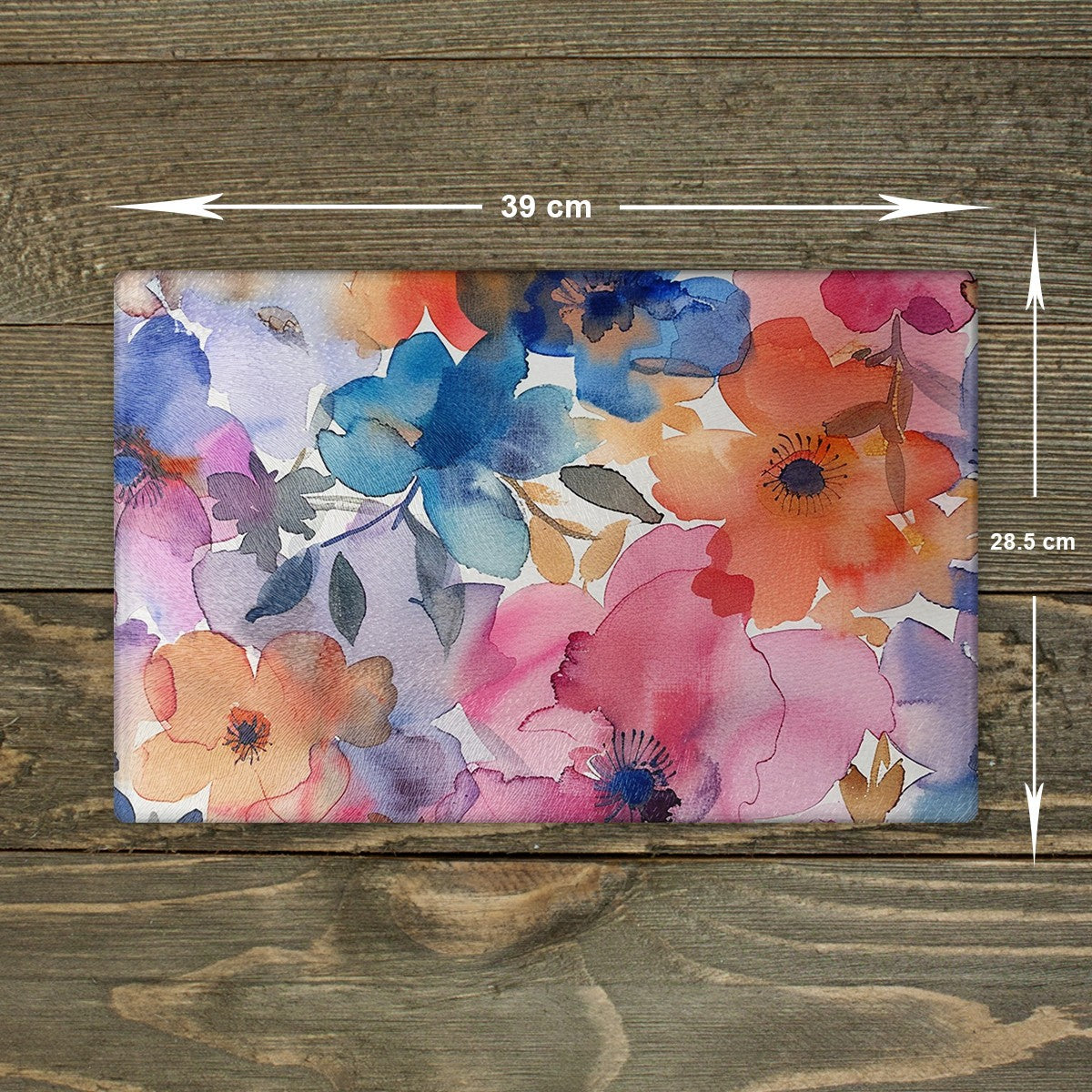 Flowers Glass Chopping Board - Cutting Board Worktop Saver Blue Pink Orange A3