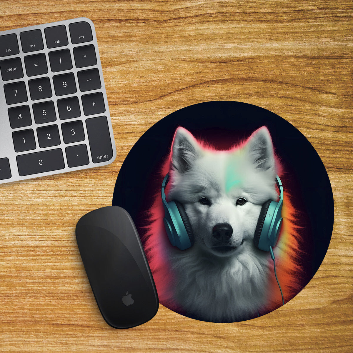 Samoyed Dog Round Mouse Mat Pad Funny Computer PC Laptop Gift Gaming