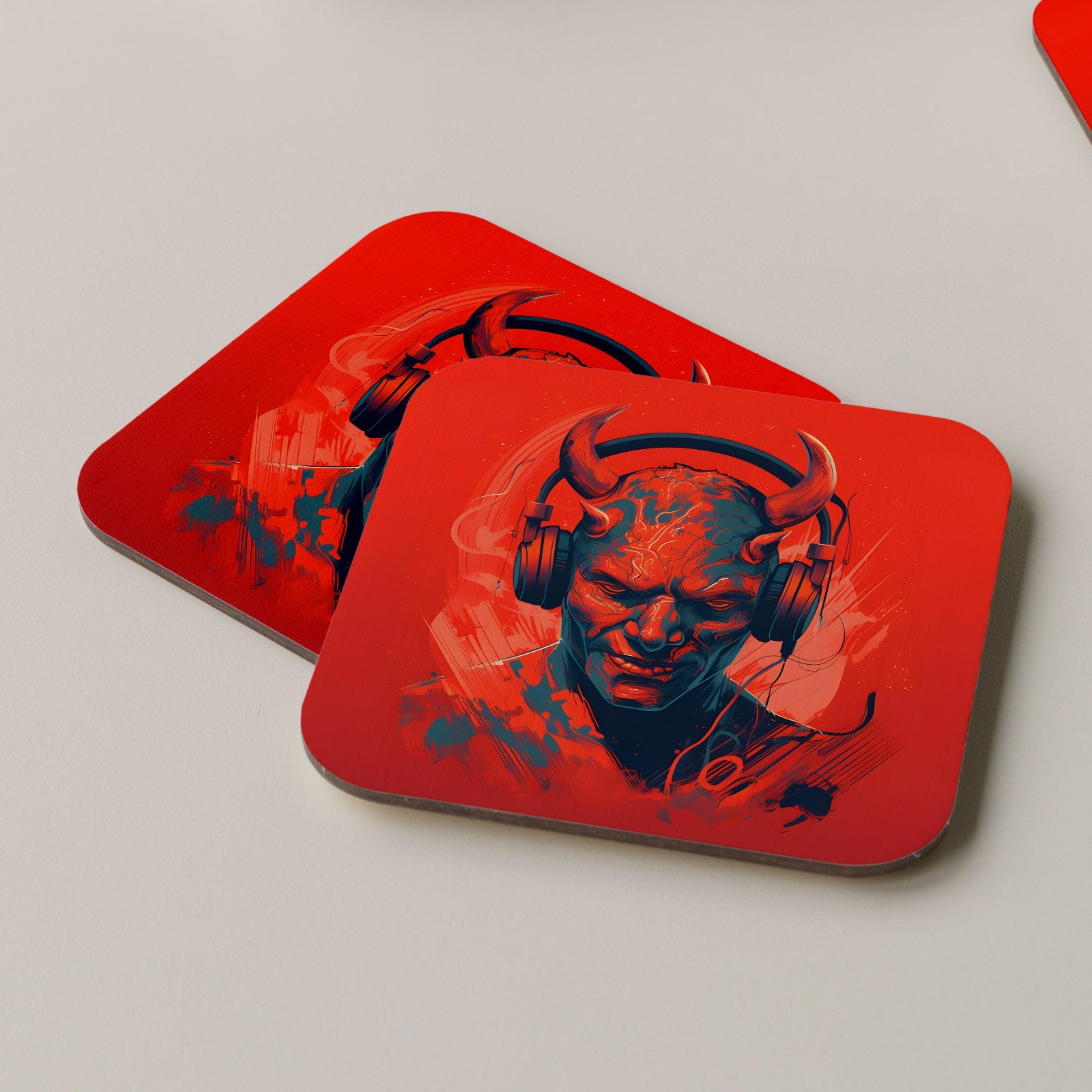 Demon Coaster Drinks Tea Coffee Music Headphones DJ Music Graffiti