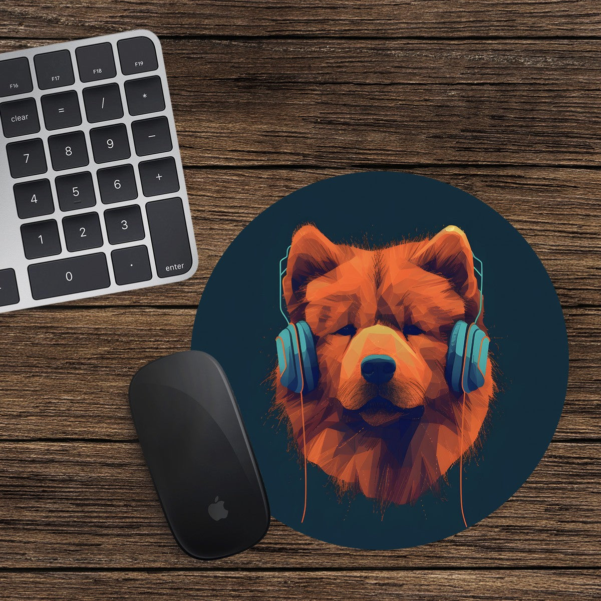 Chow Chow Dog Round Mouse Mat Pad Funny Computer PC Laptop Gaming DJ Headphones