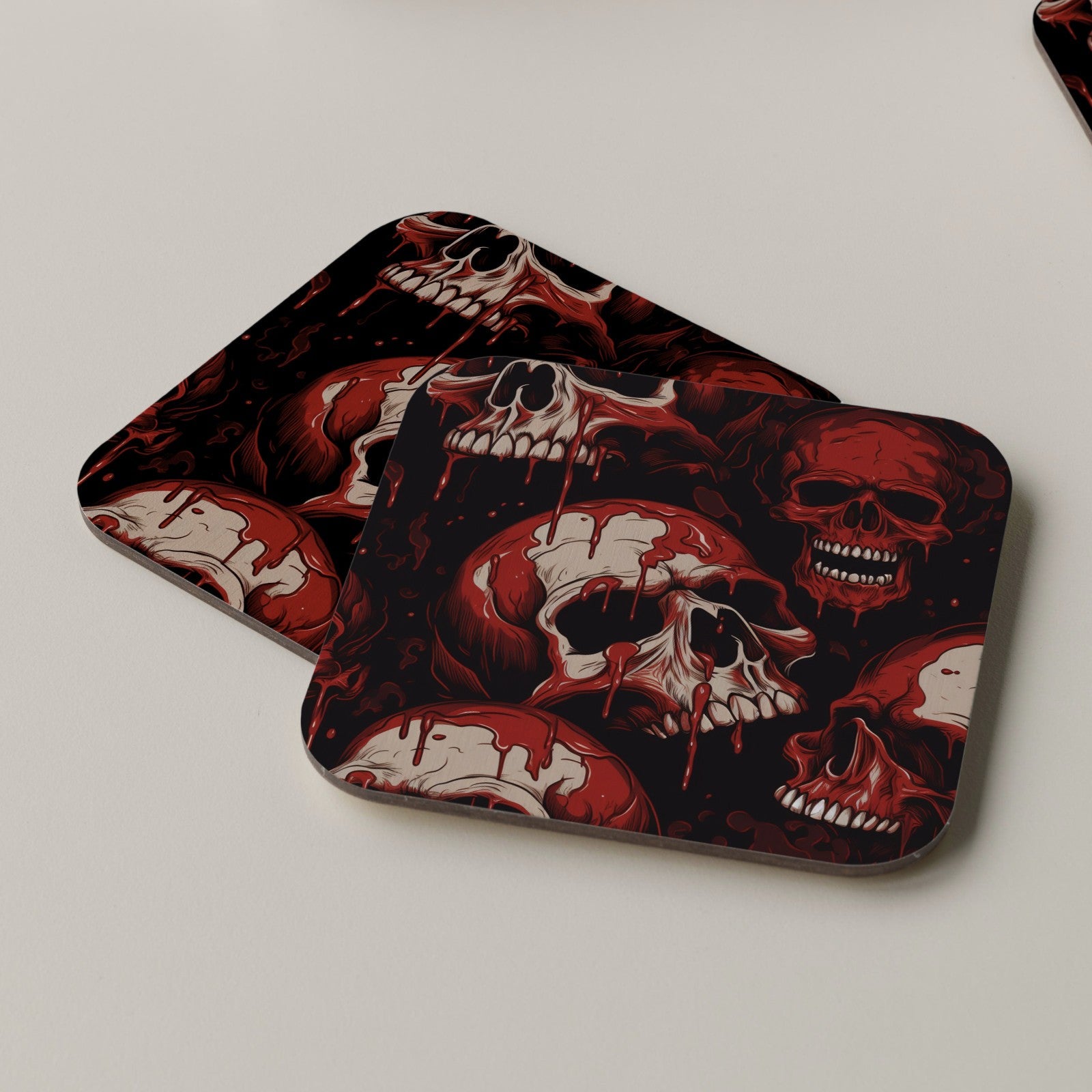 Skull Coaster Drinks Mats Tea Coffee Music DJ Producer Headphones Red Black