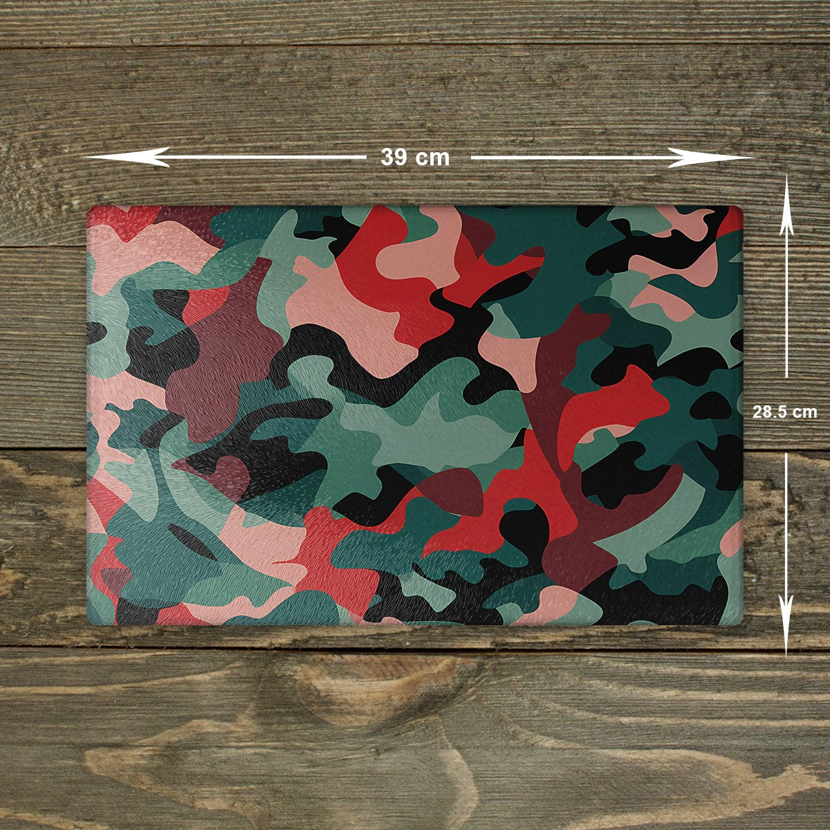 Camouflage Glass Chopping Board - Cutting Board Worktop Saver Green and Pink A3