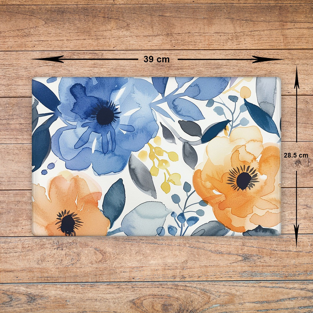 Flowers Glass Chopping Board - Cutting Board Worktop Saver Blue Orange Large A3
