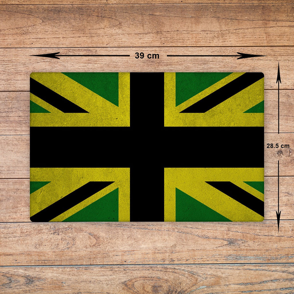 British Jamaican Glass Chopping Board - Cutting Board Worktop Saver A3 Size