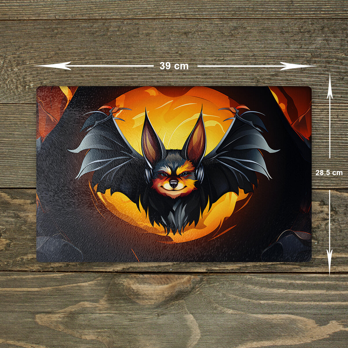 Bat Chopping Board Glass - Cutting Board Kitchen Worktop Saver Large A3 Size