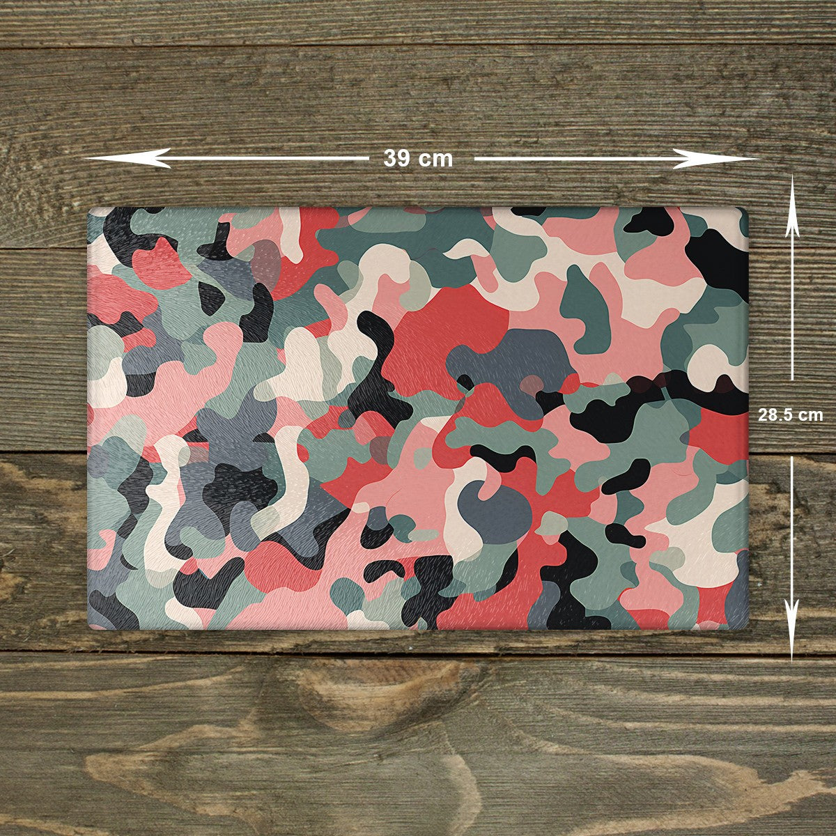 Camouflage Glass Chopping Board - Cutting Board Worktop Saver Pink and Grey A3