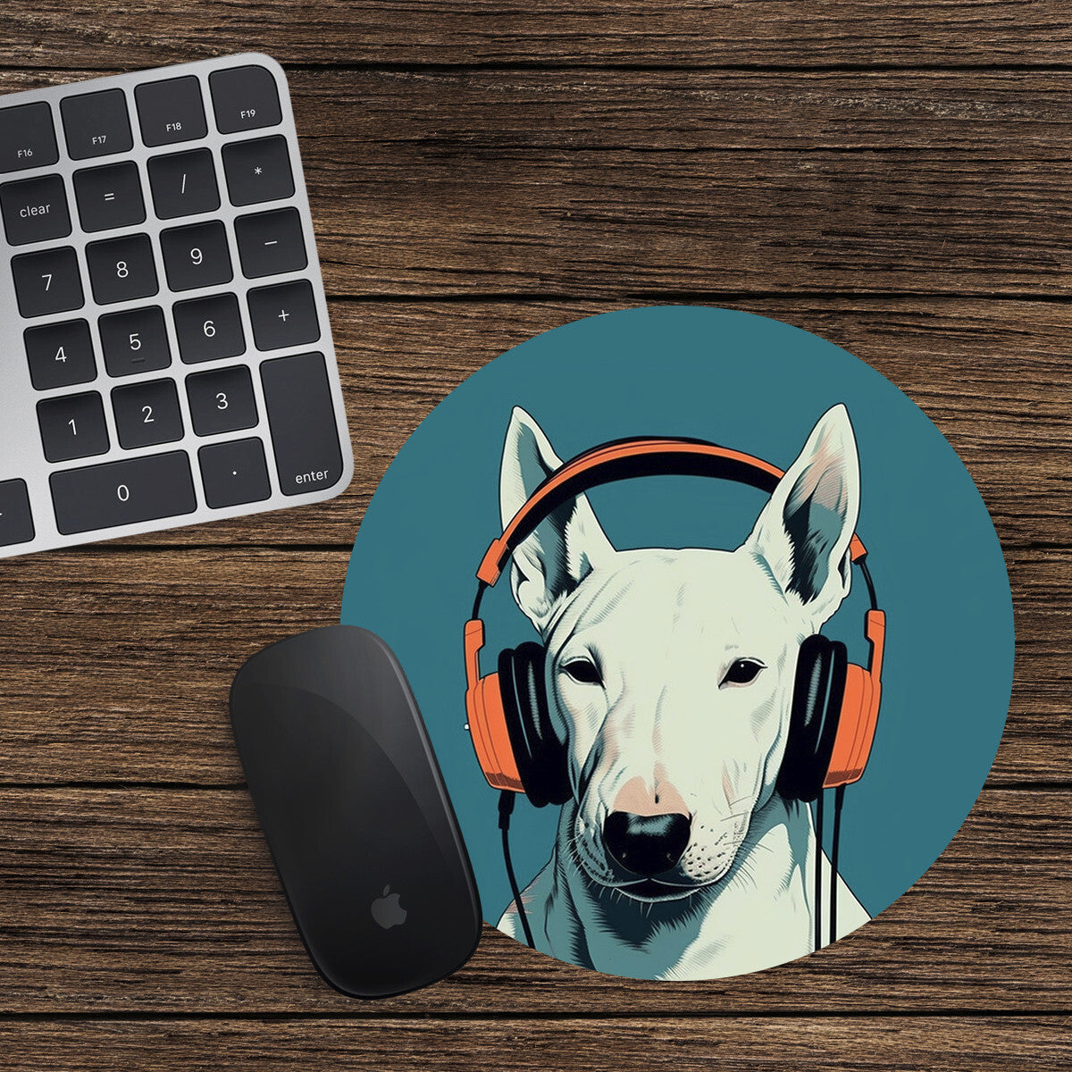 English Bull Terrier Round Mouse Mat Pad Funny Computer PC Laptop Gaming DJ Dog