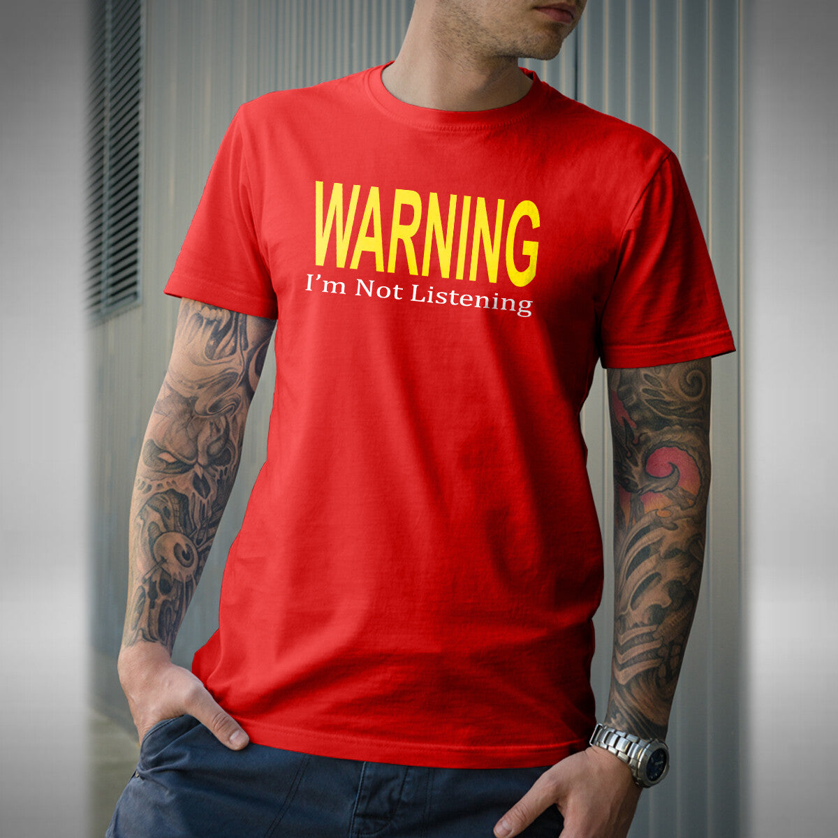 Warning I'm Not Listernig Men's T-Shirt Funny Novelty Work Fathers Day Gift