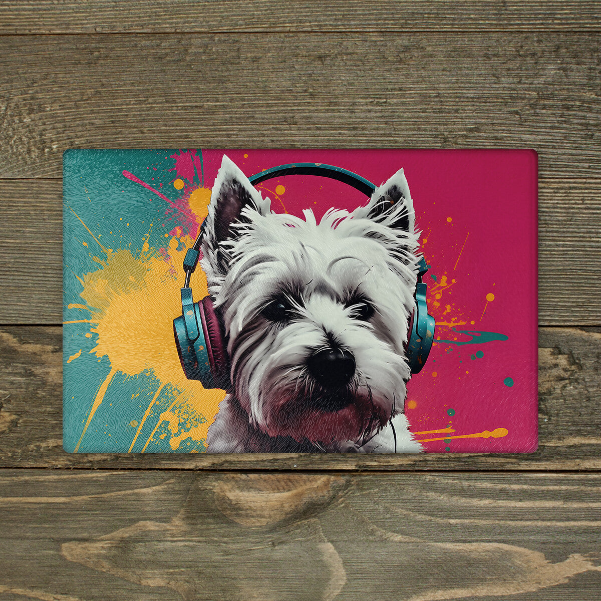 West Highland Terrier Chopping Board Glass Cutting Board Worktop Saver Size A3