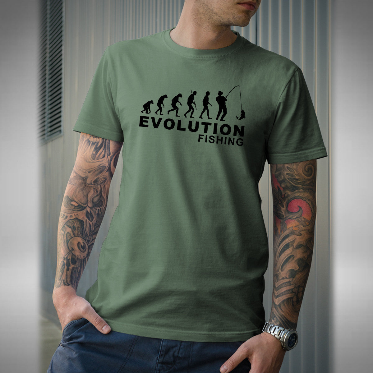 Evolution of Fishing Men's T-Shirt Funny Birthday Fathers Day Small to 5XL