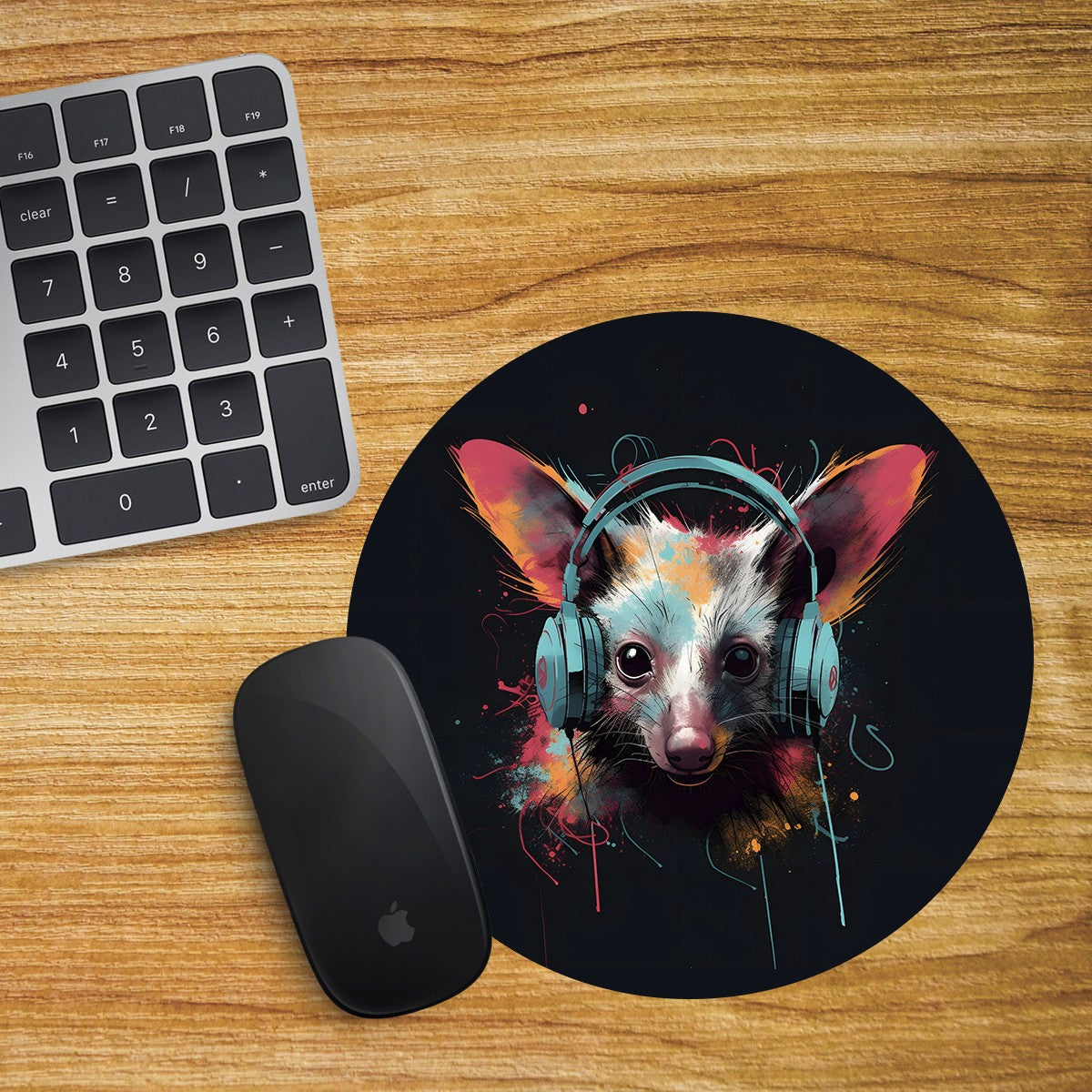 Aye Aye Round Mouse Mat Pad Funny Computer PC Laptop Gaming DJ Headphones