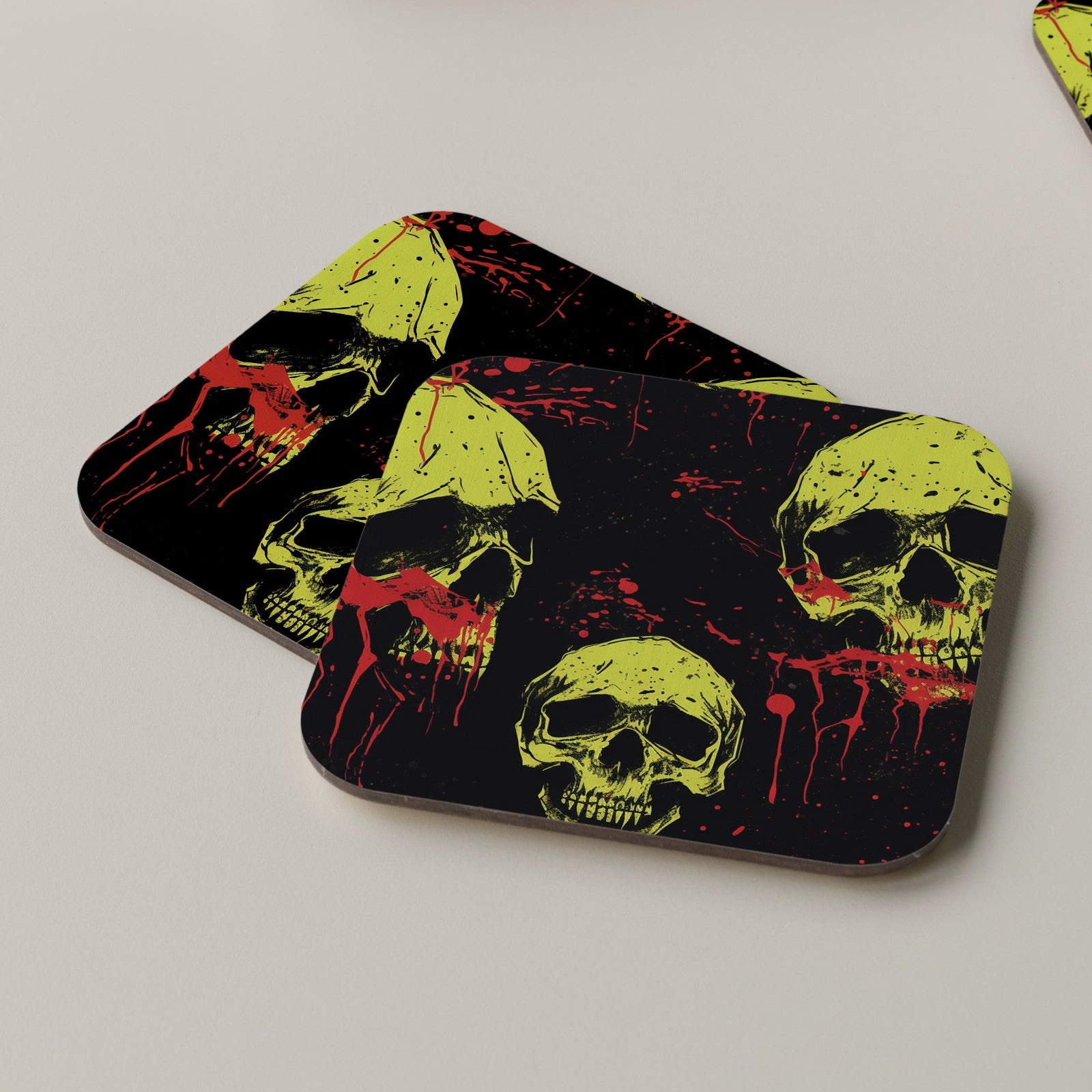 Skull Coaster Drinks Mats Tea Coffee Music DJ Producer Headphones Yellow Black