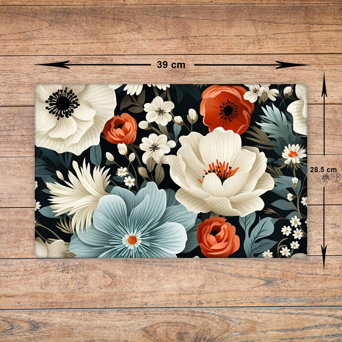 Flowers Glass Chopping Board - Cutting Board Worktop Saver Blue White Red A3