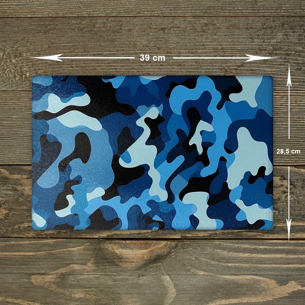 Camouflage Glass Chopping Board - Cutting Board Worktop Saver Blue Large A3
