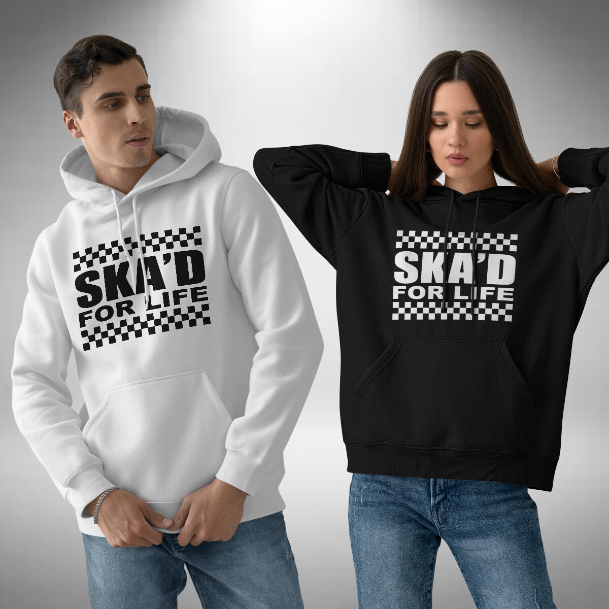 SKA'D For Life Adult Hoodie SKA 2 Tone Reggae Rudeboy Skinhead Small to 3XL