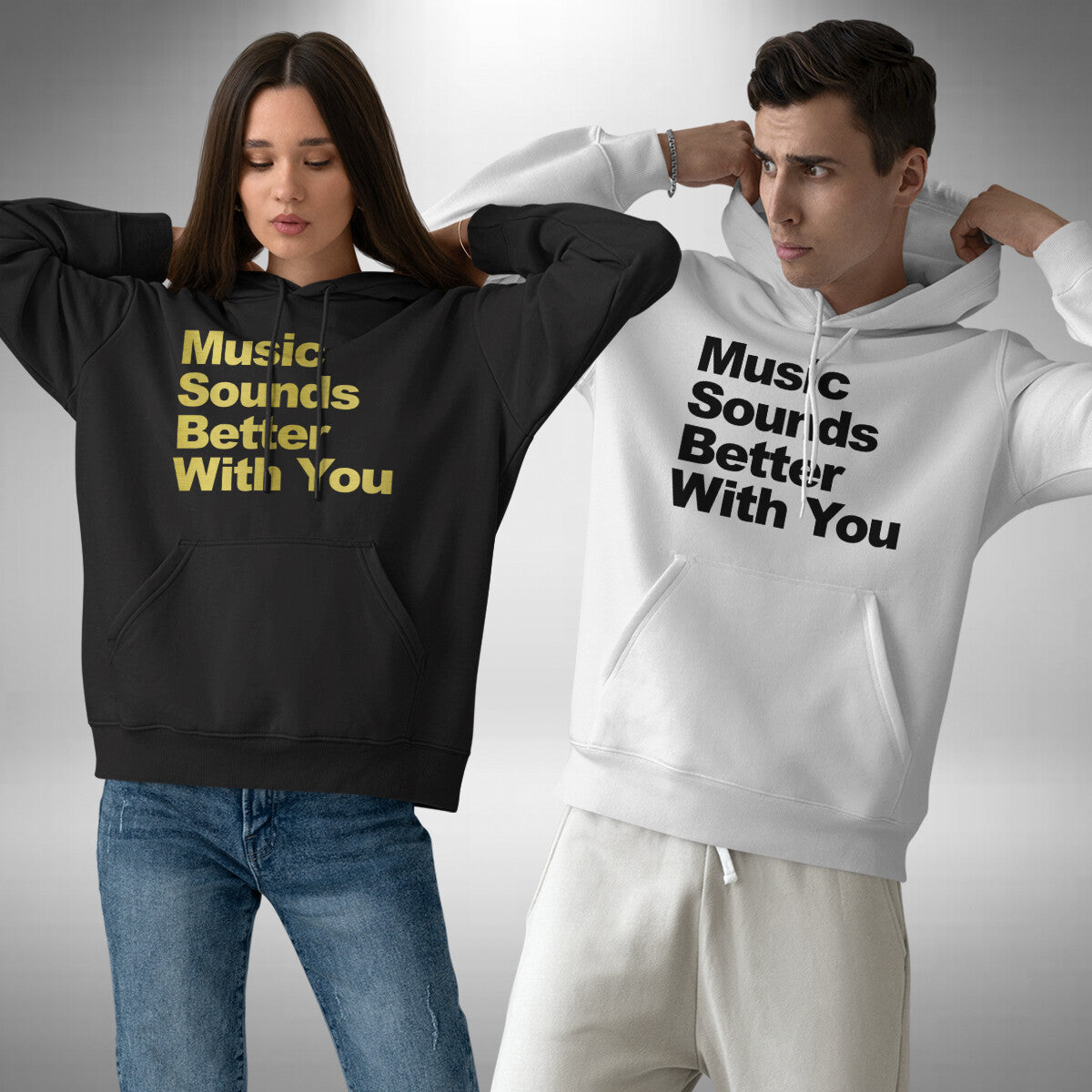 Music Sounds Better With You Adult Hoodie - House Trance Techno Music