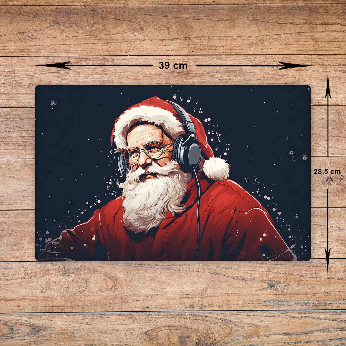 Santa Claus Chopping Board Glass - Cutting Board Christmas Worktop Saver A3 Size