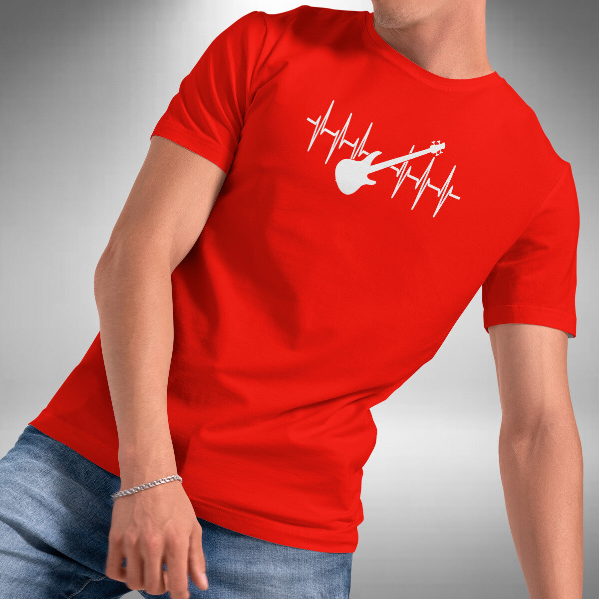 Bass Guitar Heartbeat T-Shirt Funny Plucked String Electric Bass Small to 5XL