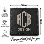Personalised Initial & Name Slate Coaster – 10 × 10cm