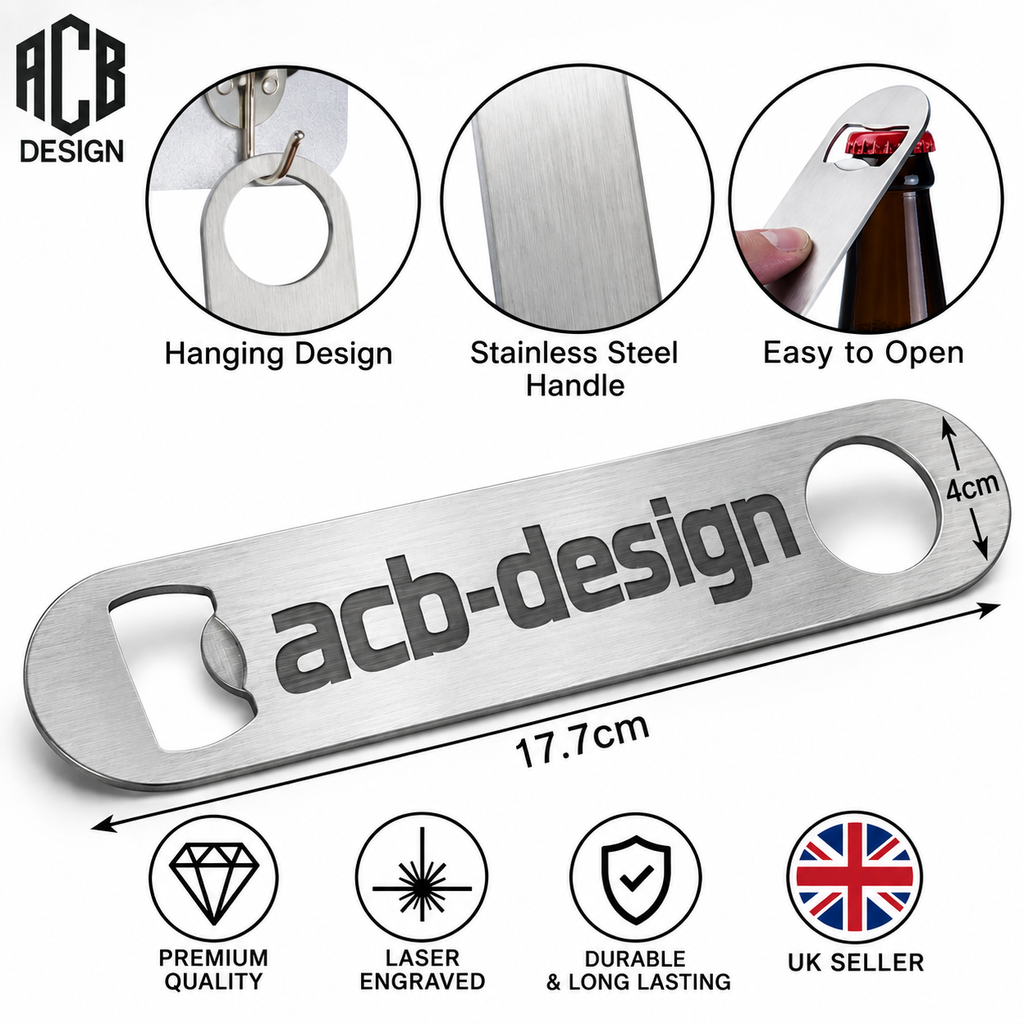 Personalised Bar Blade Bottle Opener – Custom Name or Text