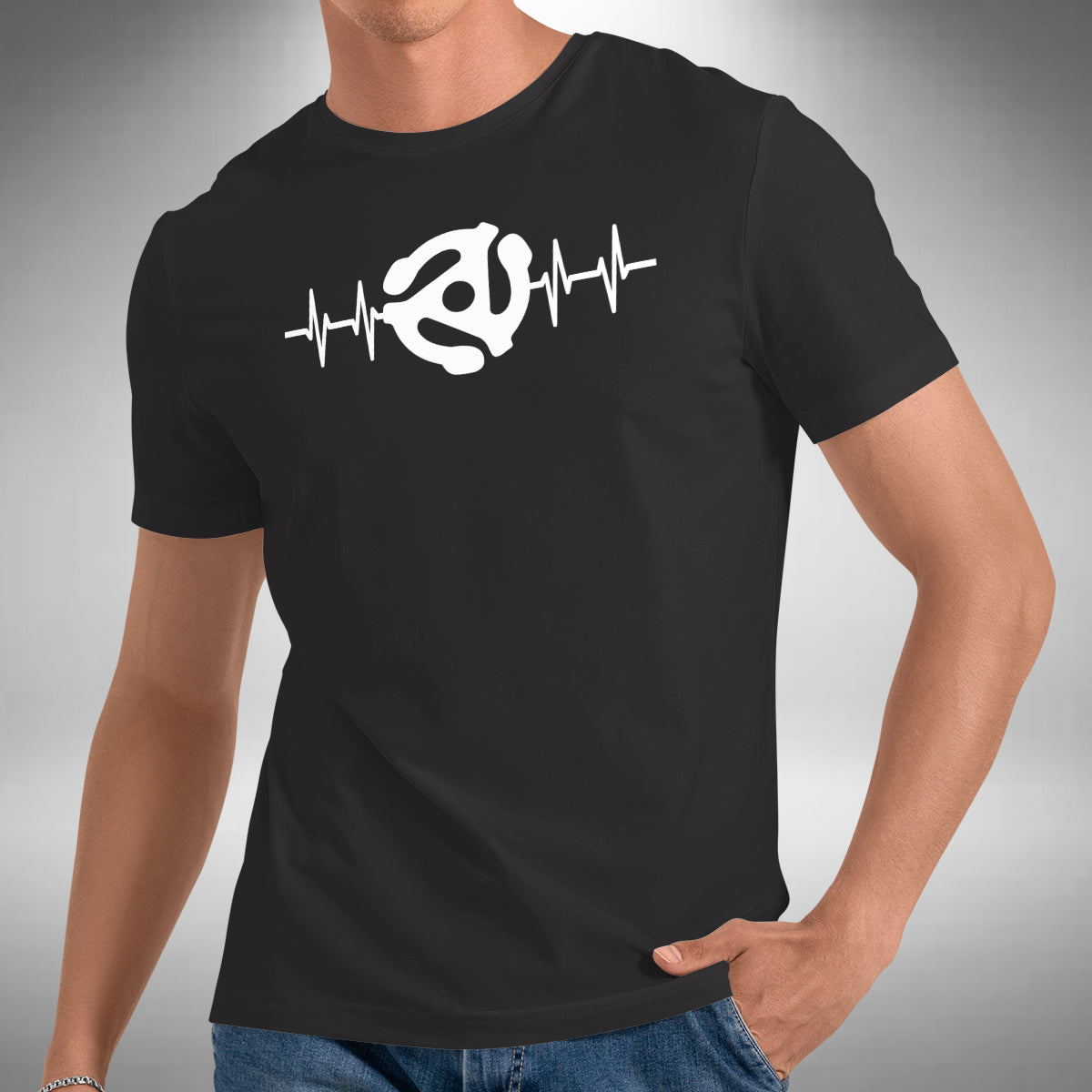 45 RPM Adapter Heartbeat T-Shirt - Music Record Spindle Vinyl