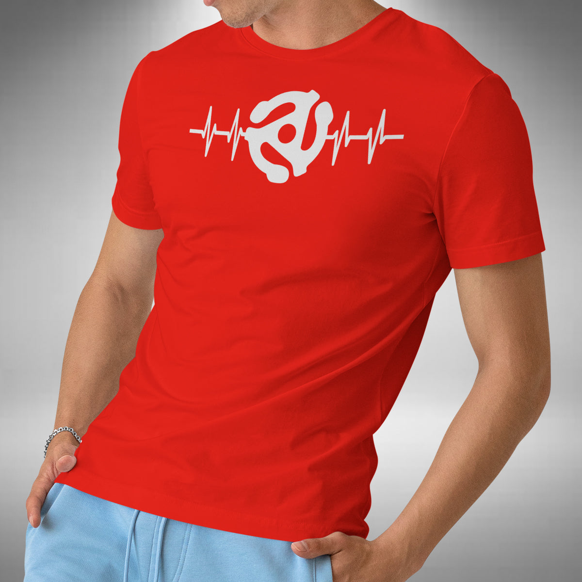 45 RPM Adapter Heartbeat T-Shirt - Music Record Spindle Vinyl