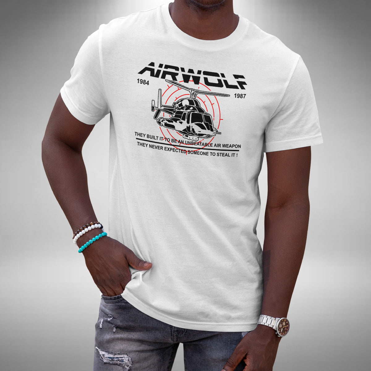 Airwolf Inspired T-Shirt - Classic 80s American TV Show Santini Air