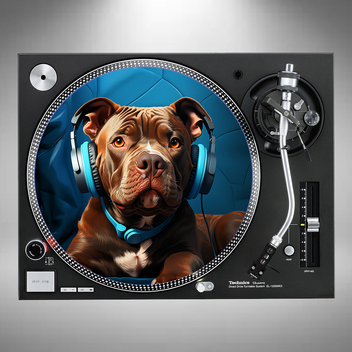 American Bully Wearing Headphones Slipmats