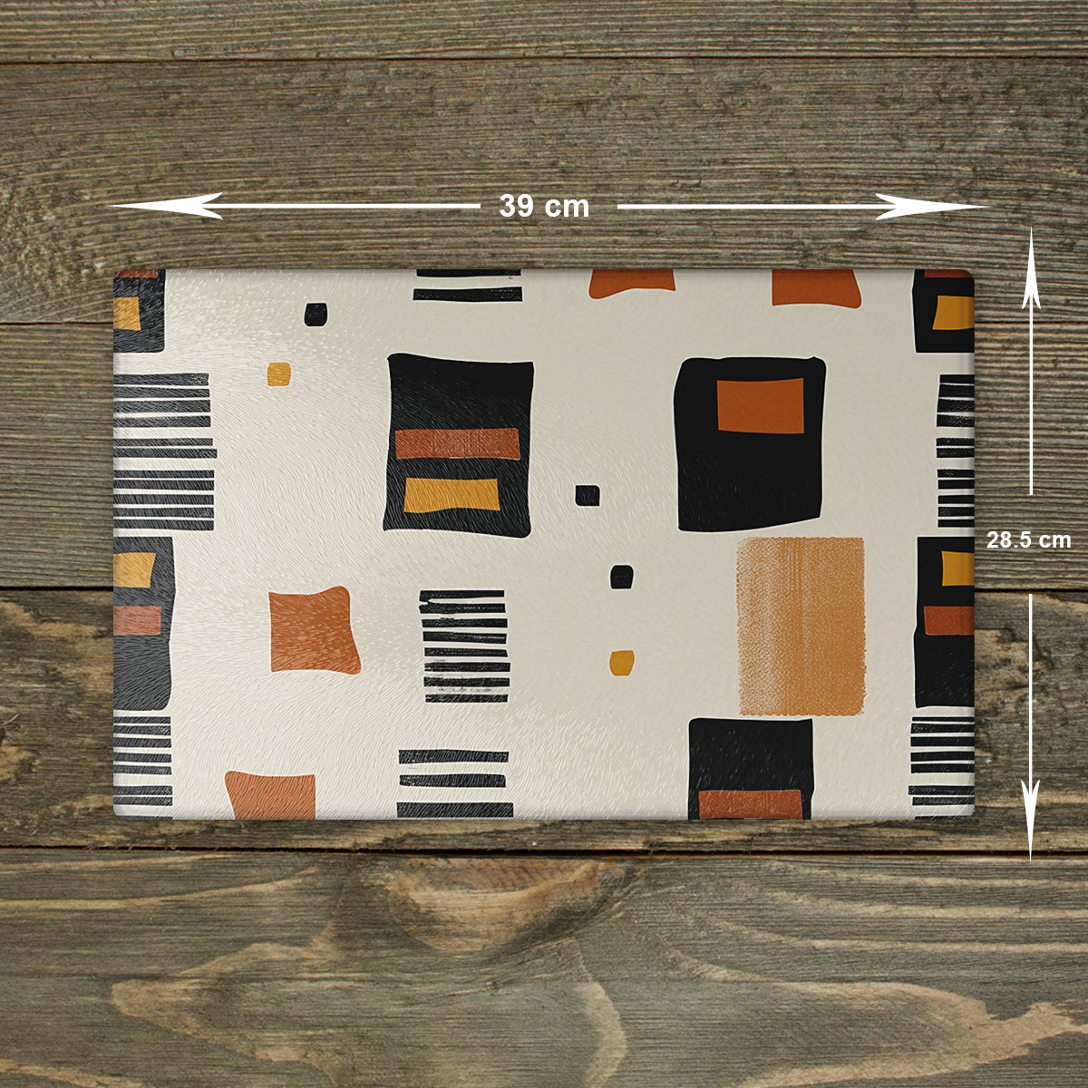 African Pattern Glass Chopping Board – Design 06, A3