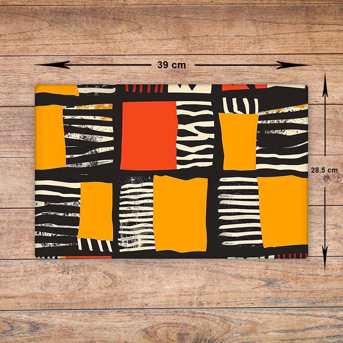 African Pattern Glass Chopping Board – Design 03, A3