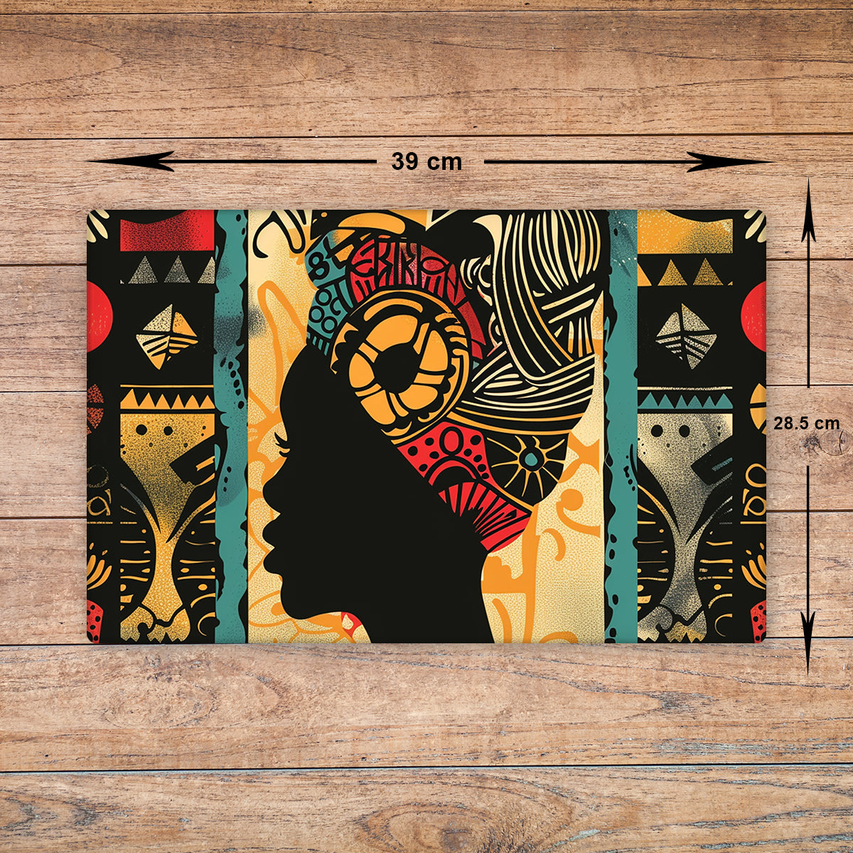 African Pattern Glass Chopping Board – Design 07, A3