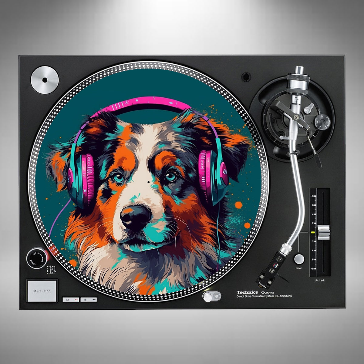 Australian Shepherd Wearing Headphones Slipmats