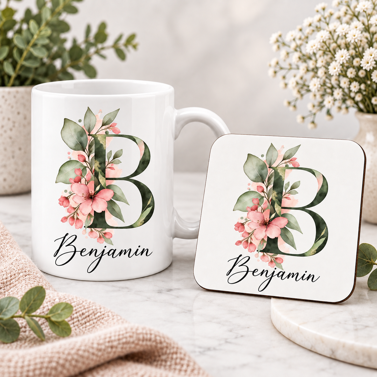 Personalised Initial Mug, Coaster or Gift Set – Any Name