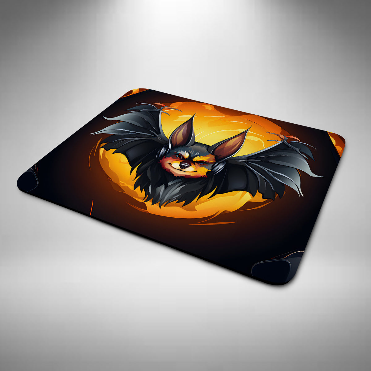 Bat Wearing Headphones Mouse Mat
