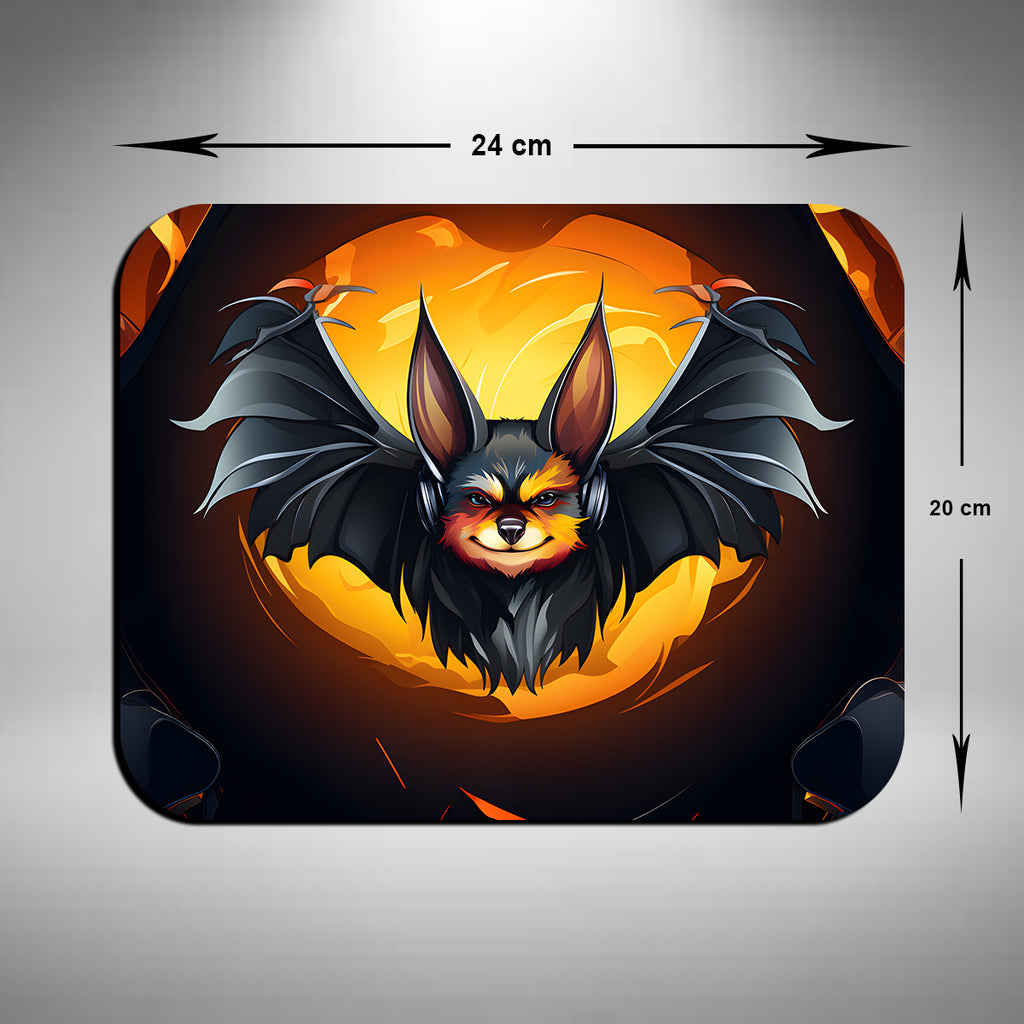 Bat Wearing Headphones Mouse Mat