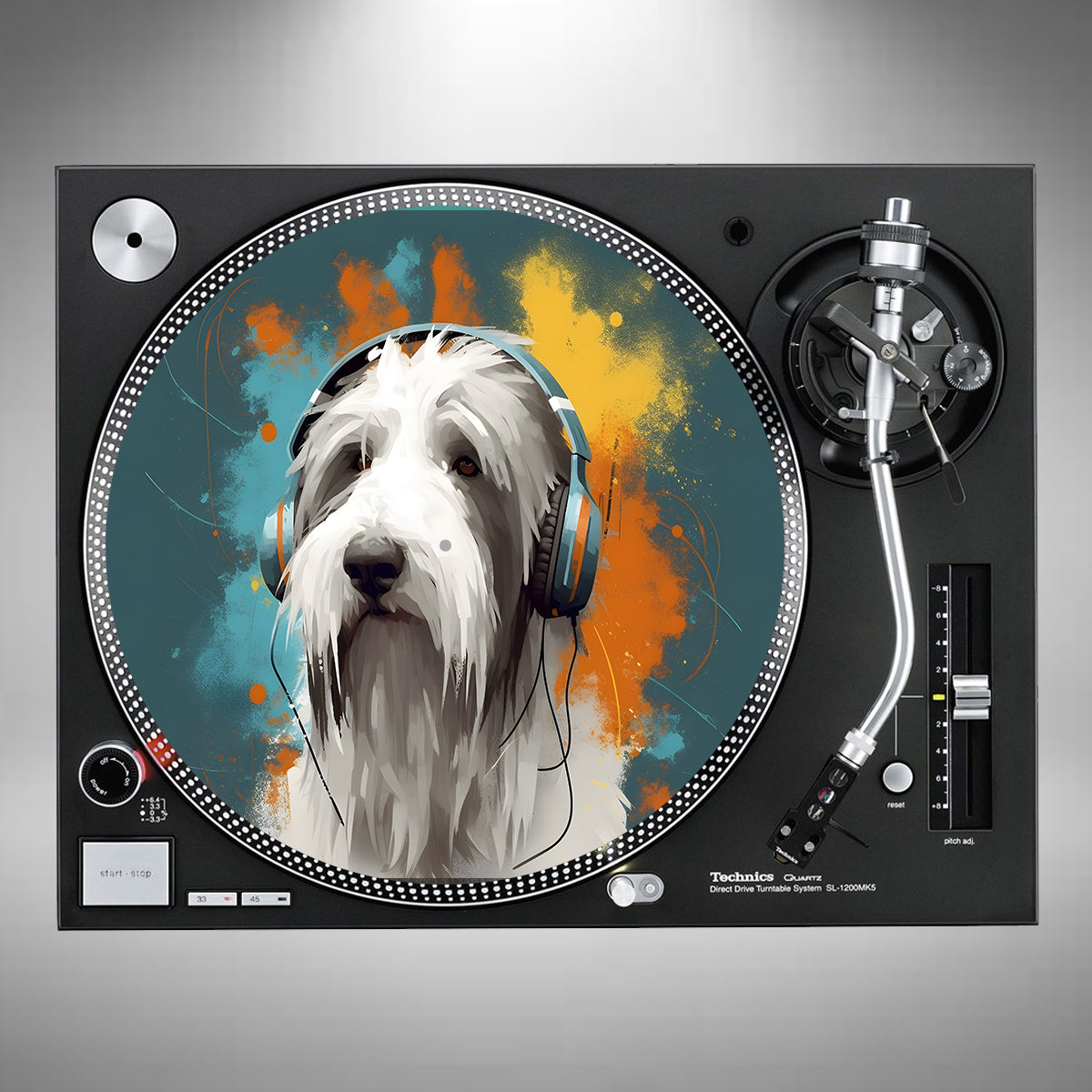 Bearded Collie Wearing Headphones Slipmats