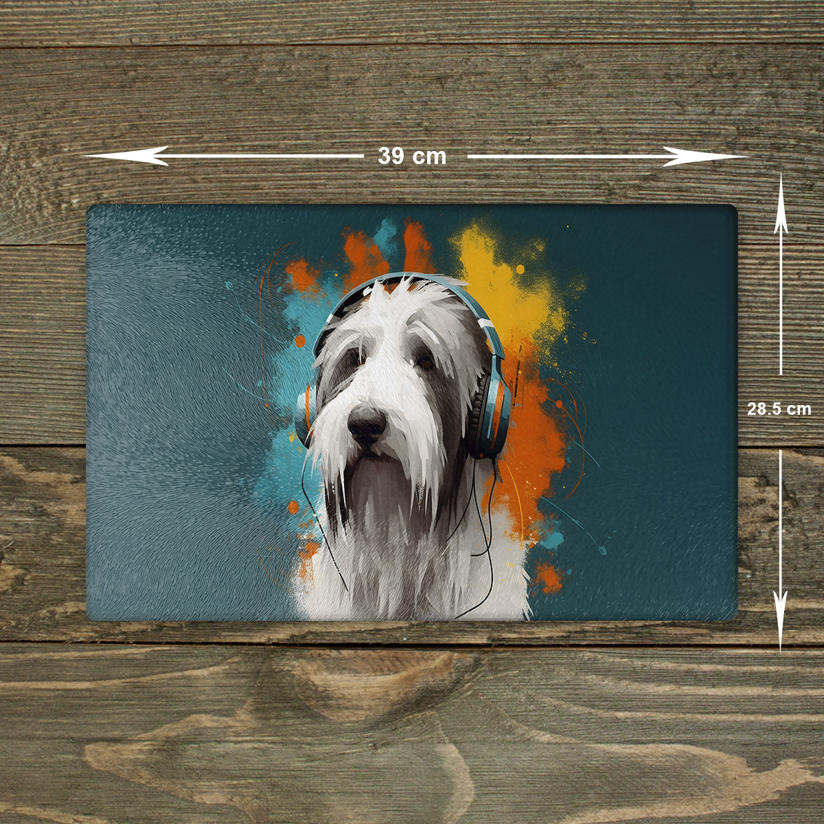Bearded Collie Glass Chopping Board – A3