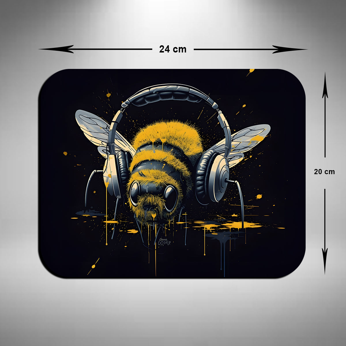 Bumblebee Wearing Headphones Mouse Mat