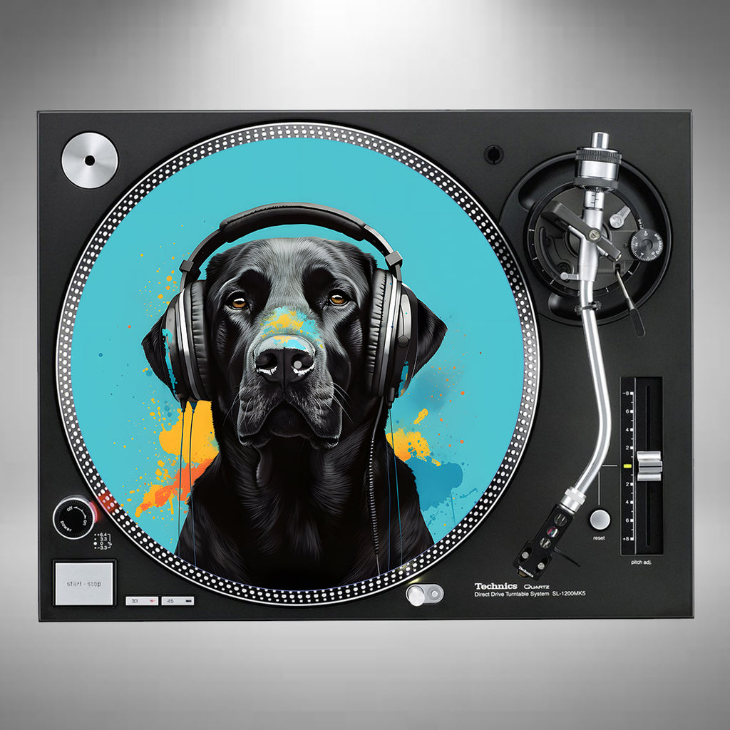 Black Labrador Wearing Headphones Slipmats