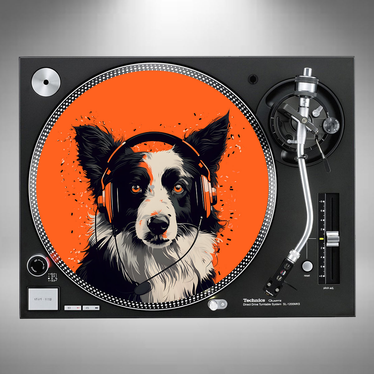 Border Collie Wearing Headphones Slipmats