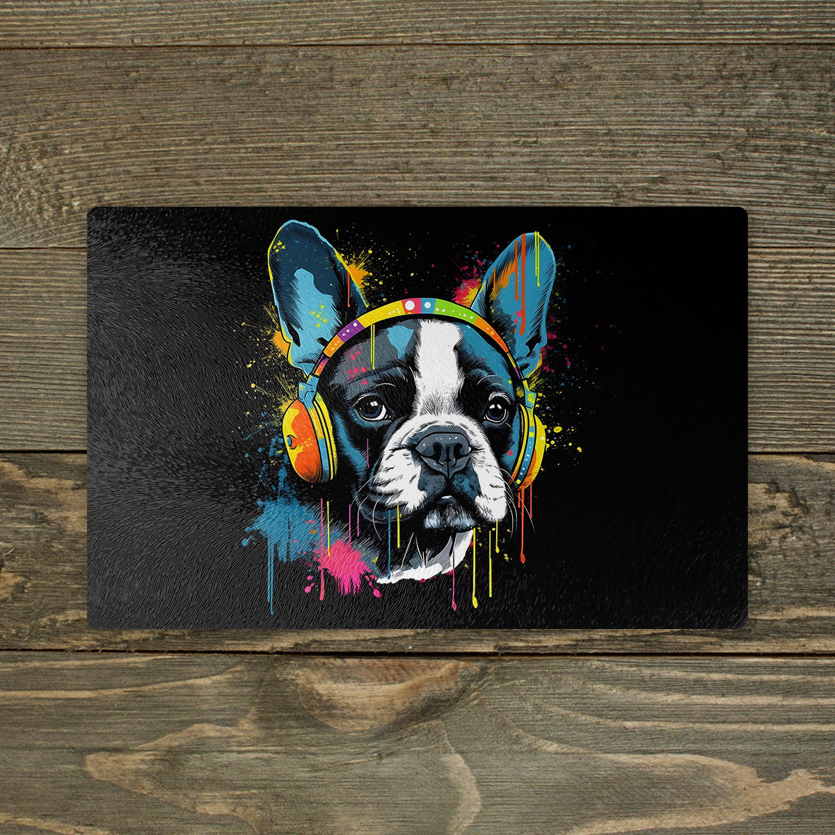 Boston Terrier Glass Chopping Board – A3