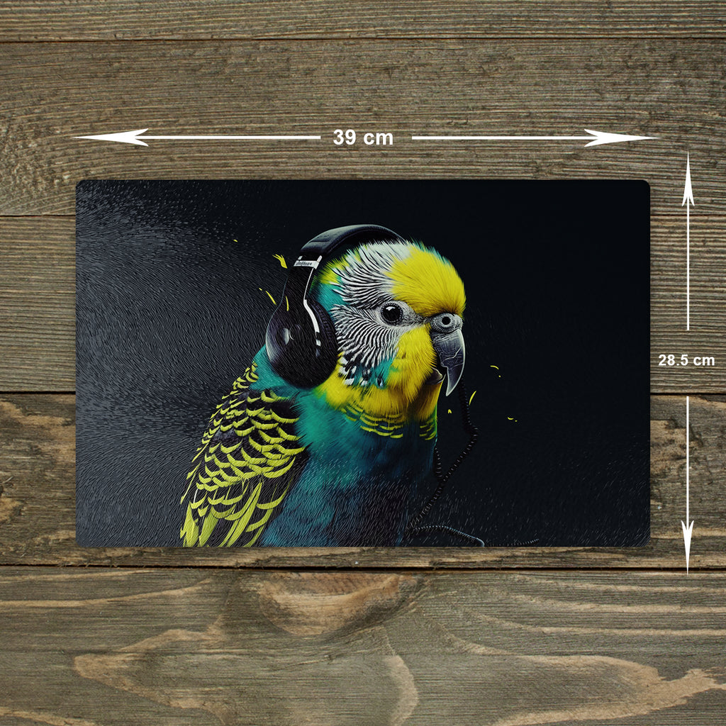 Budgerigar Glass Chopping Board – Budgie, A3