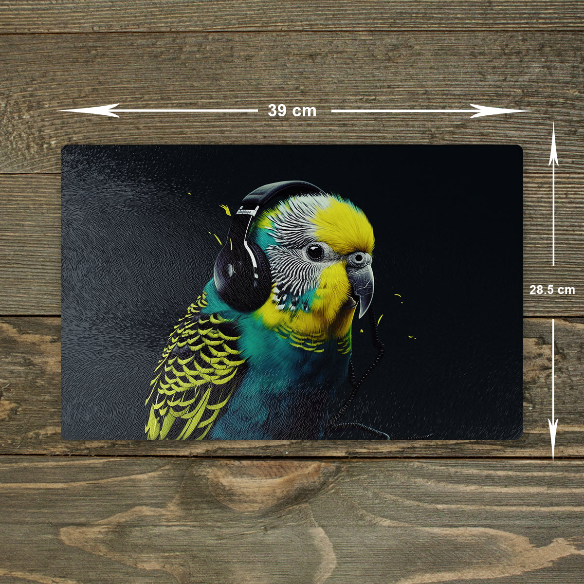 Budgerigar Glass Chopping Board – Budgie, A3