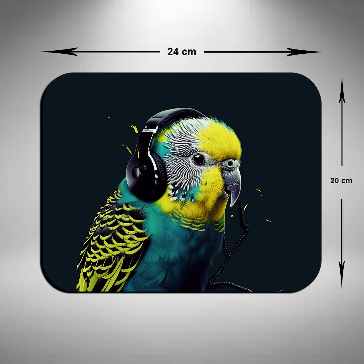 Budgerigar Wearing Headphones Mouse Mat